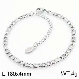 HipHop Jewelry 180x4mm Figaro Link Chain Stainless Steel Men's Bracelets Gift