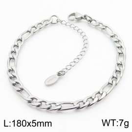 Punk Simple 180x5mm Figaro Chain Stainless Steel Bracelets Men's Gift Wholesale Jewelry