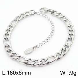Punk Hiphop 180x6mm Figaro Chain Stainless Steel Bracelets Men's Gift Wholesale Jewelry