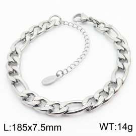 Hiphop Punk 180x7.5mm Chunky Figaro Chain Stainless Steel Bracelets Men's Gift Wholesale Jewelry