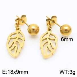 Popular 18k Gold Earrings Stainless Steel Hollow Leaf Feather Earrings Fine Jewelry