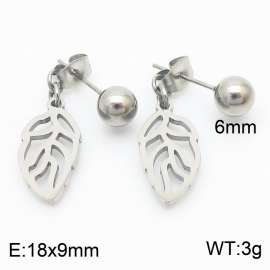 Personality Simple Earrings Stainless Steel Hollow Leaf Feather Earrings Fine Jewelry
