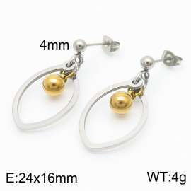 Exquisite Geometric Earrings Bead Stainless Steel Hollow Leaf Long Drop Earrings Wholesale Jewelry
