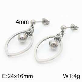 Exquisite Geometric Earrings Bead Stainless Steel Hollow Leaf Long Drop Earrings Wholesale Jewelry