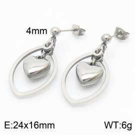 Fine Jewelry Earrings Geometric Stainless Steel Hollow Leaf Drop Heart Earrings