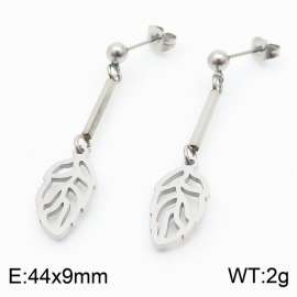 Wholesale Leaf Earrings Fashion Stainless Steel Long Earrings Women's Jewelry