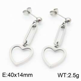 Wholesale Hollow Heart Earrings Fashion Stainless Steel Long Earrings Women's Jewelry