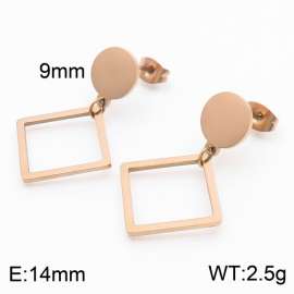 European and American fashion stainless steel creative hollow square pendant temperament rose gold earrings