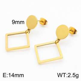 European and American fashion stainless steel creative hollow square pendant temperament gold earrings