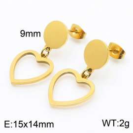 European and American fashion stainless steel creative hollow heart shaped pendant temperament gold earrings