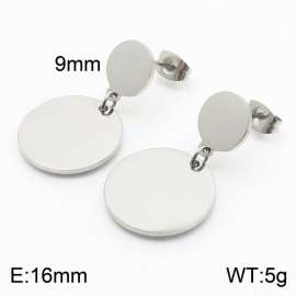 European and American fashion stainless steel creative circular pendant temperament silver earrings