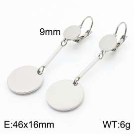European and American fashion stainless steel tassel medium length creative circular pendant temperament silver earrings