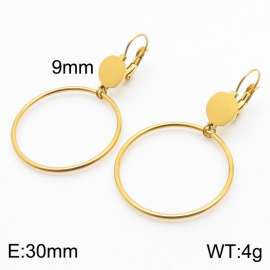 European and American fashion stainless steel creative hollowed out circular pendant temperament gold earrings