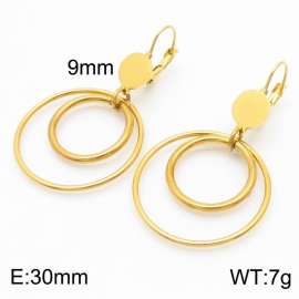 European and American fashion stainless steel creative multi-layer hollow circular pendant temperament gold earrings