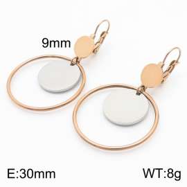 European and American fashion stainless steel creative hollow out circle clip silver small circular pendant temperament rose gold earrings