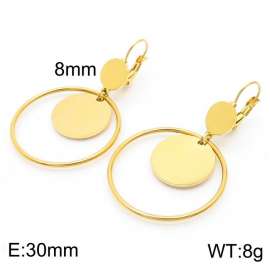 European and American fashion stainless steel creative hollow out circle clip small circular pendant temperament gold earrings