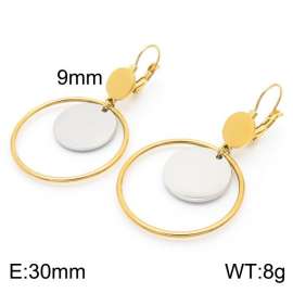 European and American fashion stainless steel creative hollow out circle clip silver small circular pendant temperament gold earrings
