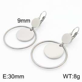 European and American fashion stainless steel creative hollow out circle clip small circular pendant temperament silver earrings