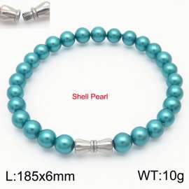 6mm Personalized cylindrical threaded buckle handmade DIY green shell pearl stainless steel men and women's bracelet