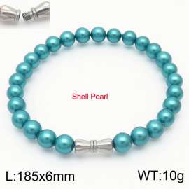 6mm Personalized cylindrical threaded buckle handmade DIY green shell pearl stainless steel men and women's bracelet