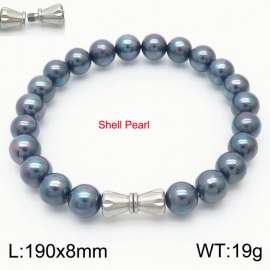 8mm Personalized cylindrical threaded buckle handmade DIY colorful shell pearl stainless steel men and women's bracelet
