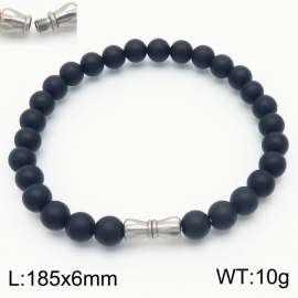 6mm Personalized cylindrical threaded buckle handmade DIY agate bead stainless steel men's and women's beaded bracelet