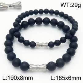 6mm/8mm Personalized cylindrical threaded buckle handmade DIY agate bead stainless steel men's and women's beaded bracelet
