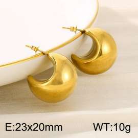 Half-circle Widened Thickened Earrings Stainless Steel 18K Gold Chunky Hoop Open Earrings
