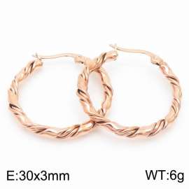 Rose Gold Color Stainless Steel Twist Earring For Women