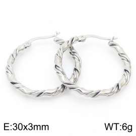 Silver Color Stainless Steel Twist Earring For Women
