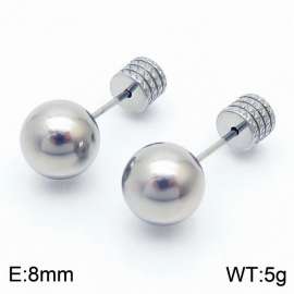 8mm spherical stainless steel simple and fashionable charm women's silver earrings