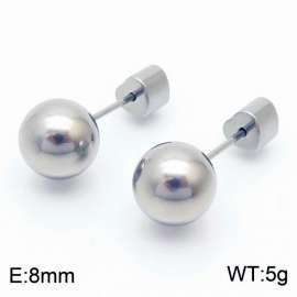 8mm spherical stainless steel simple and fashionable charm women's silver earrings