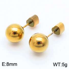 8mm spherical stainless steel simple and fashionable charm women's gold earrings