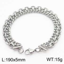 Fried Dough Twists splicing chain double layer steel color stainless steel bracelet