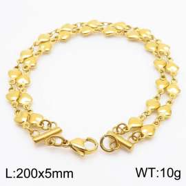 Love splicing double layer stainless steel gold bracelet
