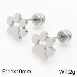 Women Stainless Steel Cartoon Paw Mark Earrings with Smooth Round Post