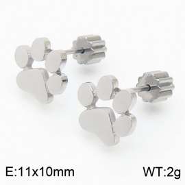 Women Stainless Steel Cartoon Paw Mark Earrings with Gear Post