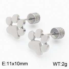 Women Stainless Steel Cartoon Paw Mark Earrings with Edged Round Post