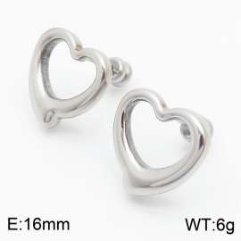 Women Stainless Steel Hollow Zany Love Heart Earrings with Smooth Round Post
