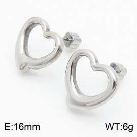 Women Stainless Steel Hollow Zany Love Heart Earrings with Clover Post