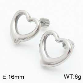 Women Stainless Steel Hollow Zany Love Heart Earrings with Gear Post