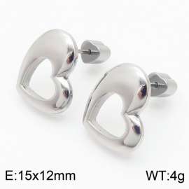 Women Stainless Steel Hollow Love Heart Earrings with Love Heart Post