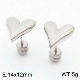 Women Stainless Steel Pointy Love Heart Earrings with Smooth Round Post