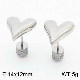 Women Stainless Steel Pointy Love Heart Earrings with Edged Round Post
