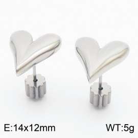 Women Stainless Steel Pointy Love Heart Earrings with Gear Post