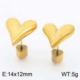 Women Gold-Plated Stainless Steel Pointy Love Heart Earrings with Love Heart Post