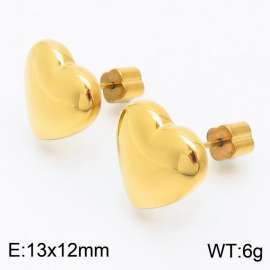 European and American fashion stainless steel heart-shaped charm women's gold earrings