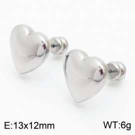 European and American fashion stainless steel heart-shaped charm women's silver earrings