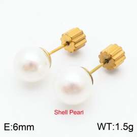 French niche design sense 6mm pearl stainless steel fashionable charm women's gold earrings