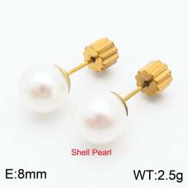 French niche design sense 8mm pearl stainless steel fashionable charm women's gold earrings